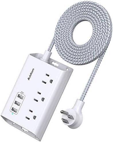 Amazon.com: Power Strip with USB, Addtam ETL Certificate Flat Plug Extension Cord with 3 USB Port... | Amazon (US)