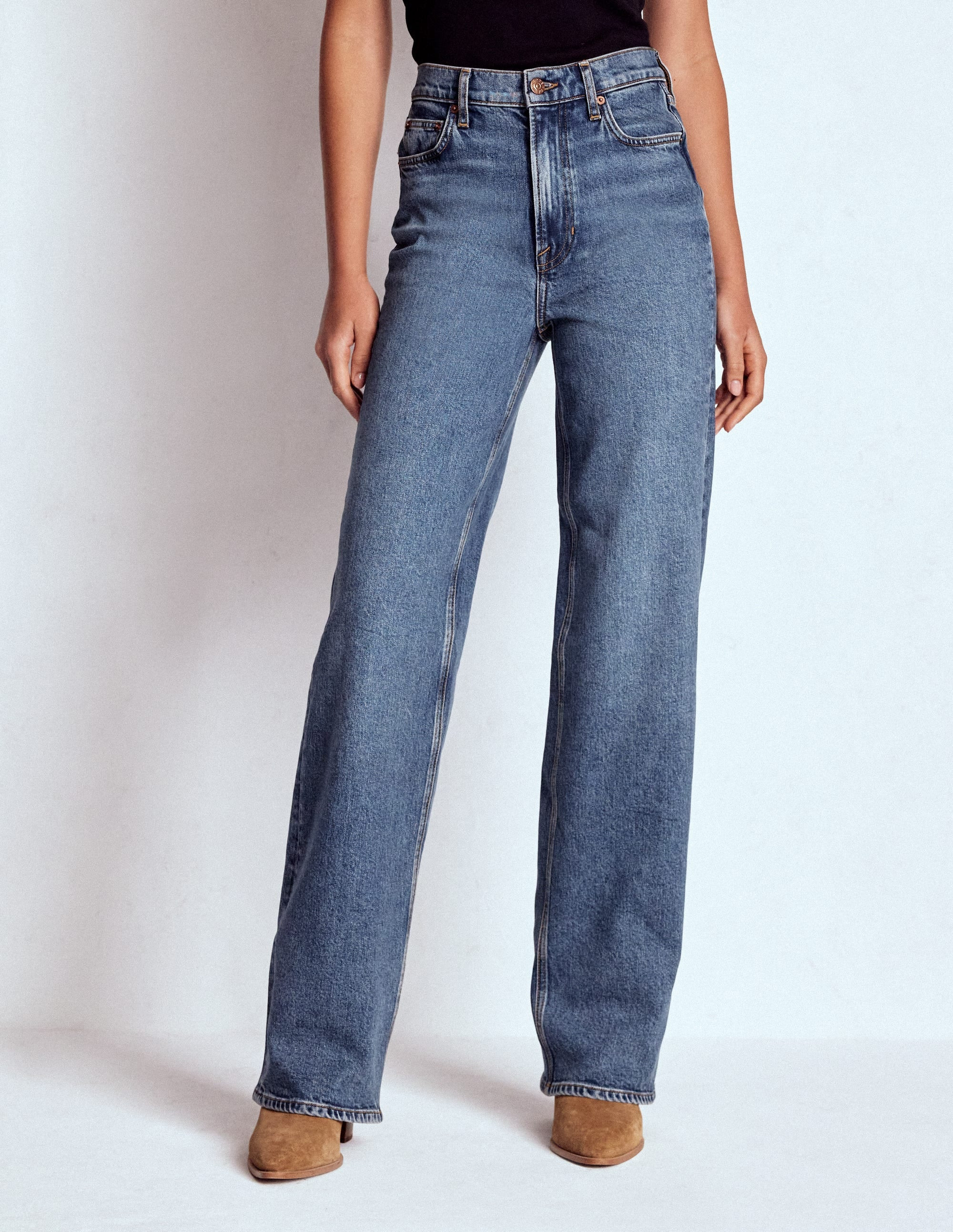 High Rise Column Leg Jeans-Mid Vintage | Boden UK