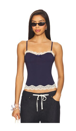 LIONESS Top Model Cami Top in Blue. - size S | Revolve Clothing (Global)