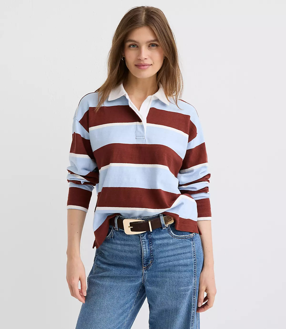 Rugby Stripe Polo Top | LOFT