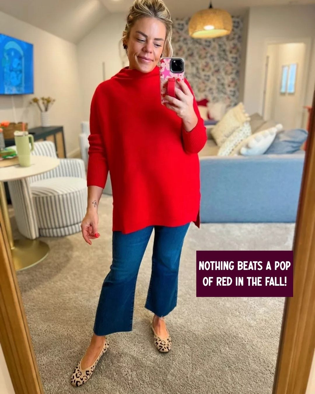 Nothing beats a pop of red in the fall! I love this sweater paired with some cute jeans and patterned flats!

#LTKgrwm #LTKootd #LTKSeasonal