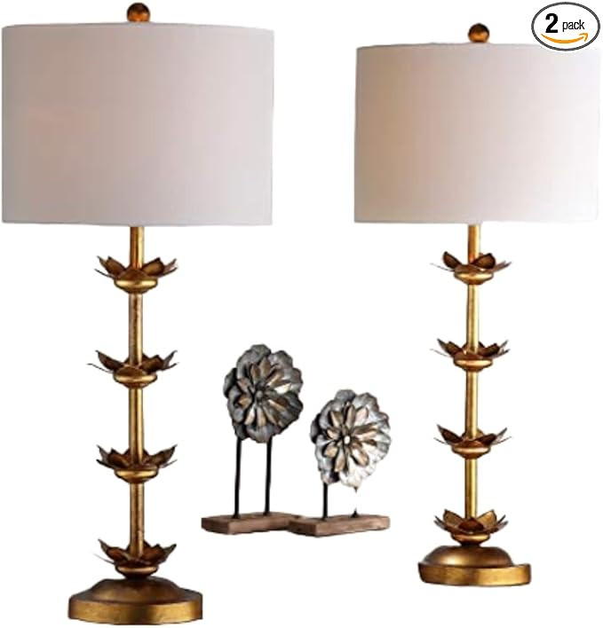 SAFAVIEH Lighting Collection Lani Antique Gold Leaf 32-inch Bedroom Living Room Home Office Desk ... | Amazon (US)