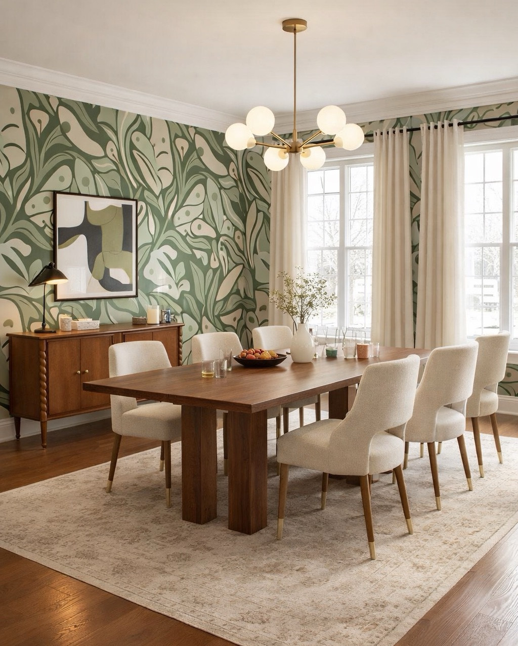 @Wayfair dining room! So many great and affordable finds! Everything is from Wayfair, dining chairs, dining table, fun wallpaper, beautiful sideboard, affordable chandelier on sale! #diningroom #homedecor

#LTKSaleAlert #LTKSeasonal #LTKHome