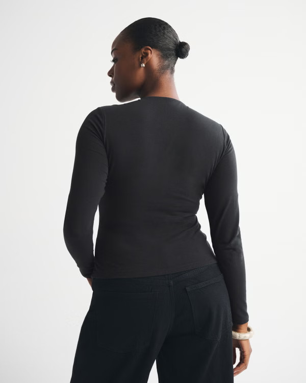 Double-Lined Long-Sleeve Baby Tee | Abercrombie & Fitch (US)