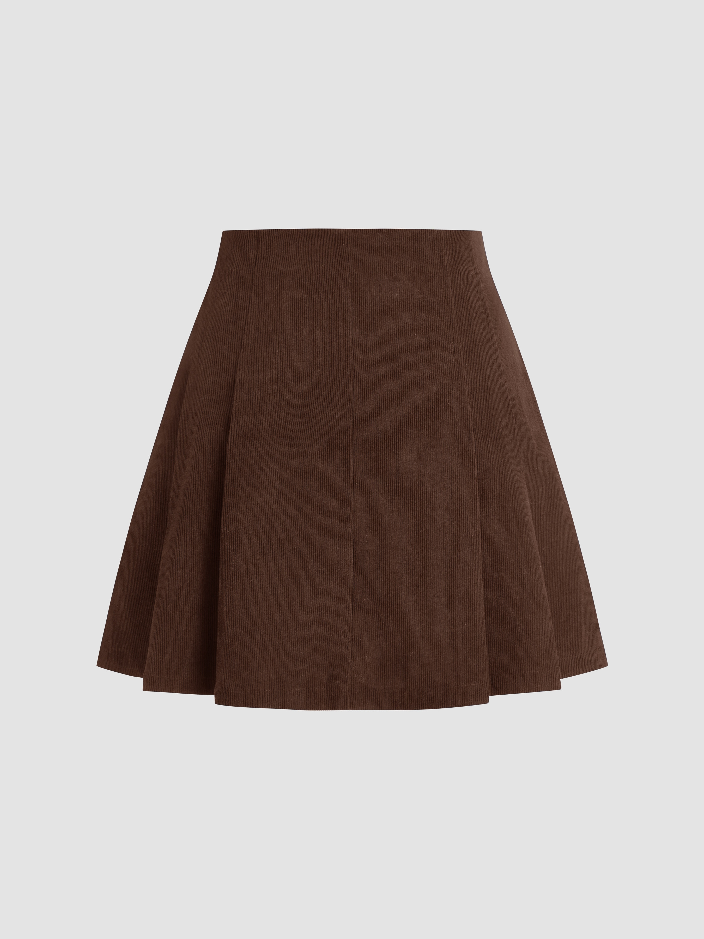 Corduroy Corduroy Mid Rise Pleated Mini Skirt For Date | Cider