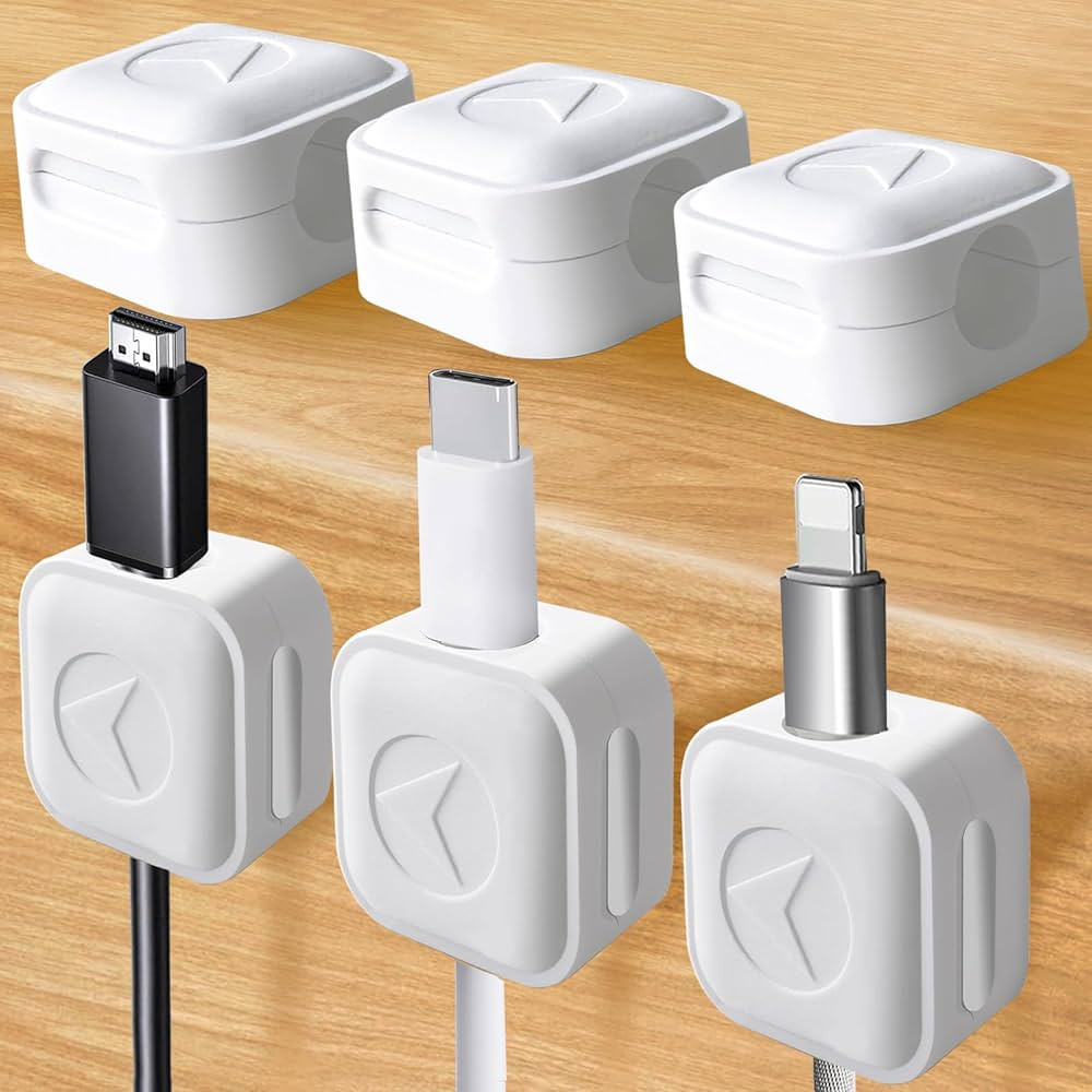 Magnetic Cord Organizer, 6Pcs Magnetic Cable Clips Adhesive Cord Holder Under Desk Charger Cord H... | Amazon (US)