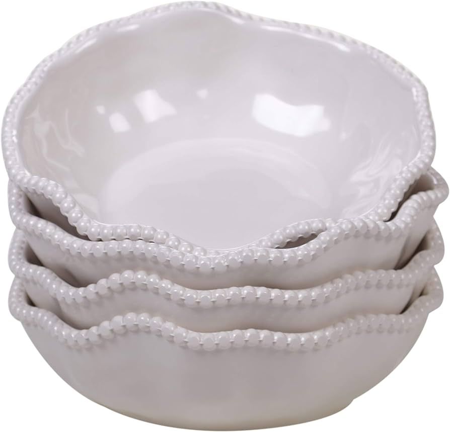 Certified International Cream Perlette Melamine All Purpose Bowls 7.5" x 2", Set of 4 | Amazon (US)