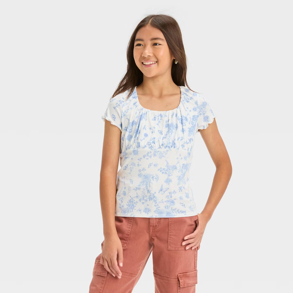 Girls' Short Sleeve Ruched Bust Top - art class™ | Target