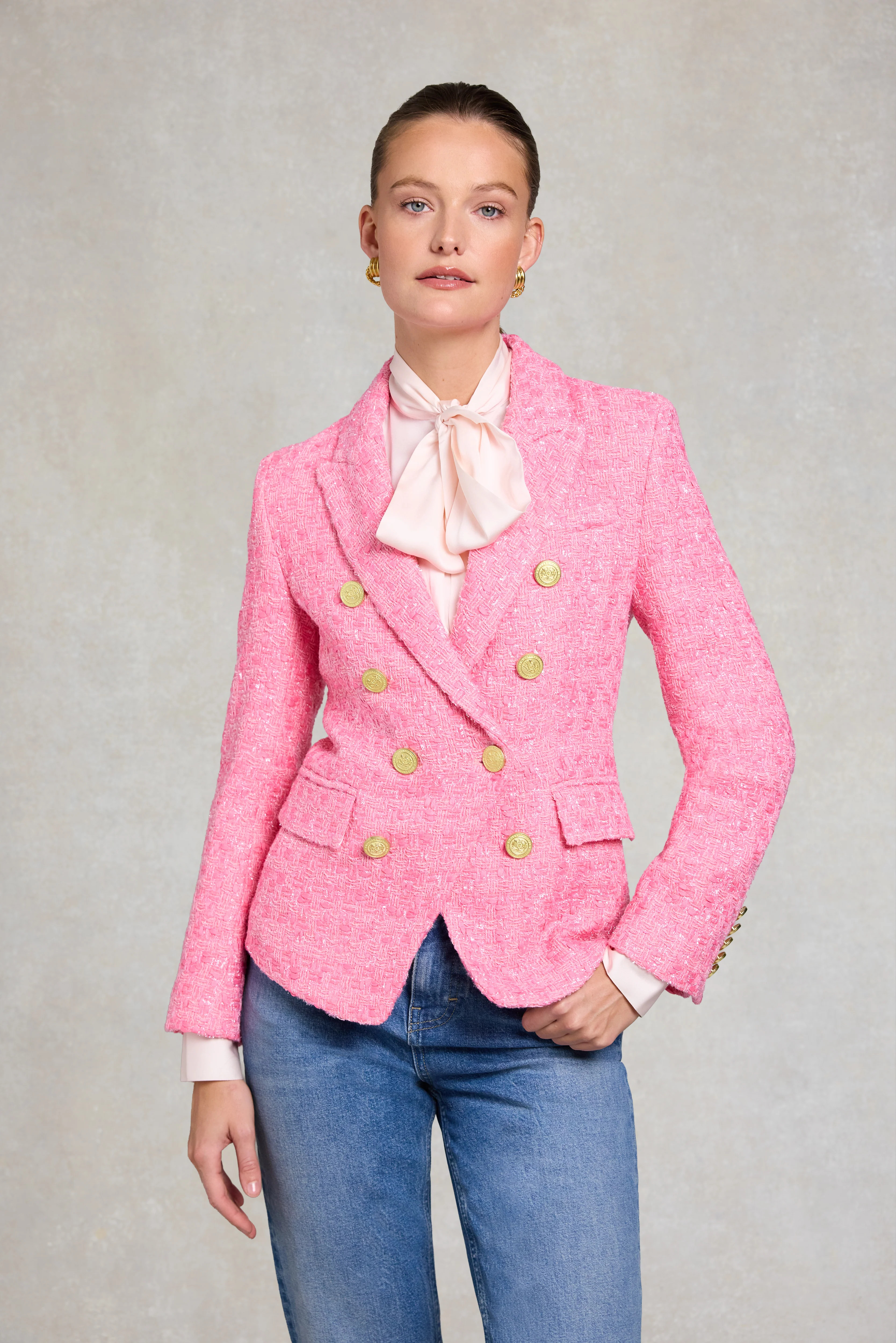Knightsbridge Blazer (Pink Pop Boucle) | Holland Cooper