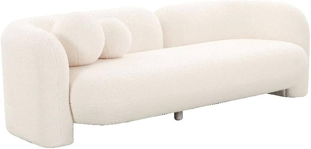 TOV Furniture Amelie 91" W Faux Fur Fabric Sofa in Cream Fabric | Amazon (US)