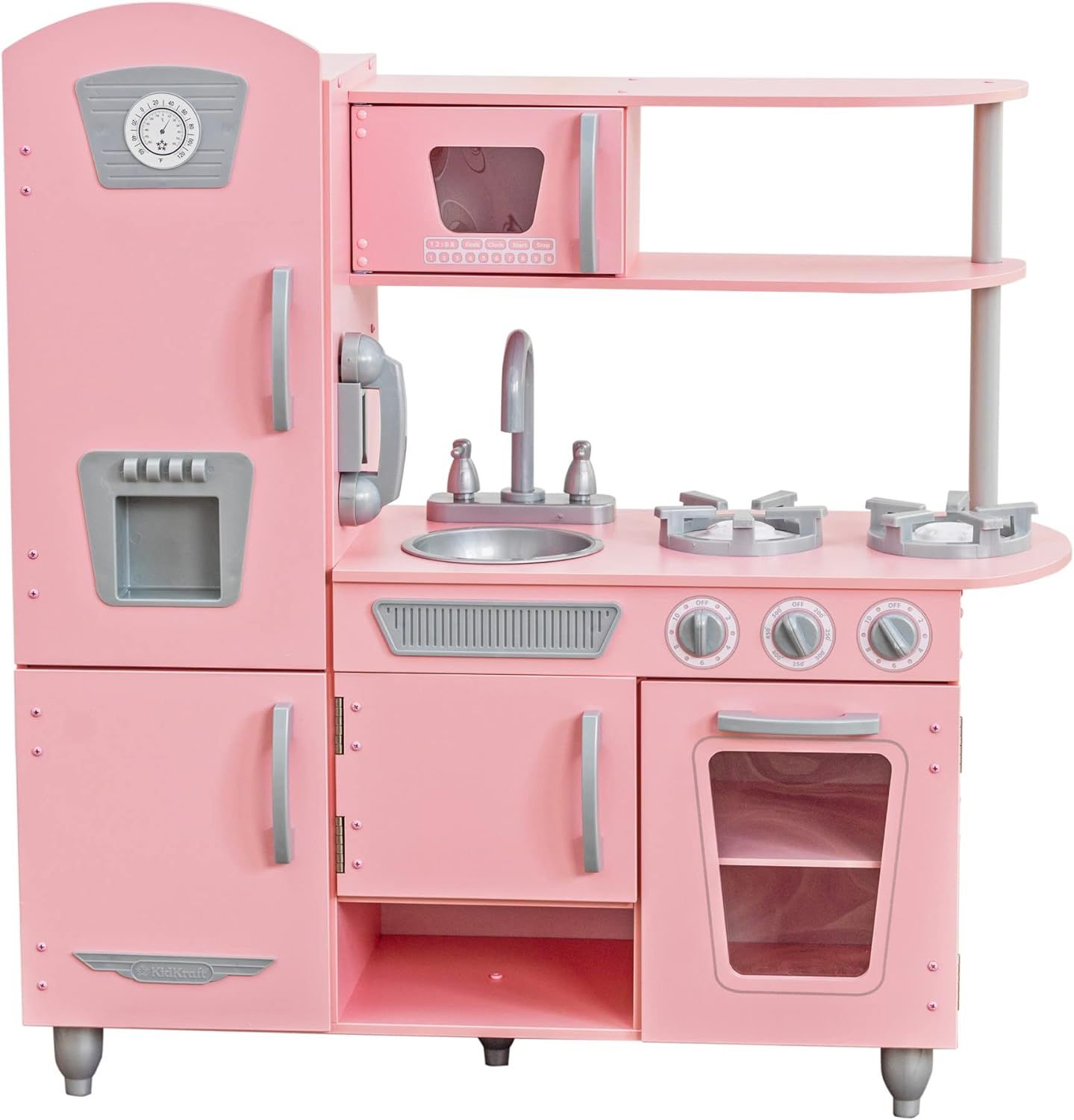 KidKraft Vintage Wooden Play Kitchen with Pretend Ice Maker and Play Phone, Pink, Gift for Ages 3... | Amazon (US)