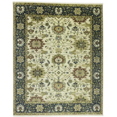 Floral Handmade Hand-Knotted Rectangle 8' x 9'11" Wool Area Rug in Cream | Wayfair North America