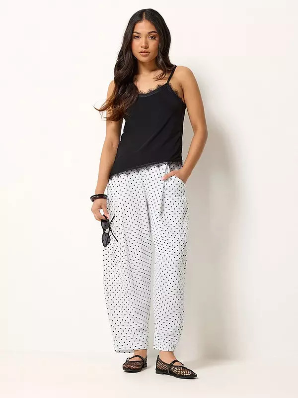 PixieGirl Petite Pinstripe Barrel Leg Trousers - White | Very (UK)