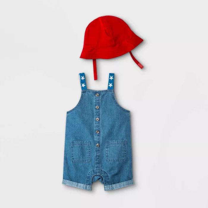 Baby Denim Overalls with Hat - Cat & Jack™ Blue | Target