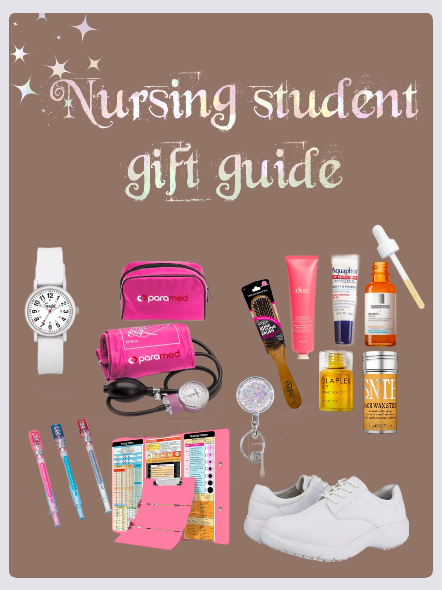 Nursing student gift guide + school supplies 🩺💉📖 

HAIR - if you need the slick back bun- HIGHLY recommend using the olaplex bonding oil + wax stick + hair gel combo 🤎 

Vitamin C serum - and skin care cause we’re tired 

Hawkwell shoes - truly love love love Mine, don’t kill my feet or the bank!!👟 

#LTKHoliday #LTKGiftGuide