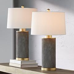 360 Lighting Gilson Gold Textured Gray Modern Ceramic Table Lamps Set of 2 | Lamps Plus