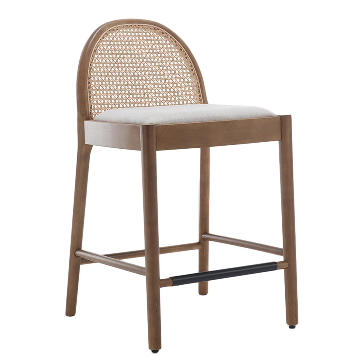 Emington Modern Stools with Rattan Backrests and Wood Frame (Set of 2) | Wayfair North America