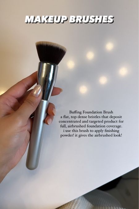 Buffing Foundation Brush
a flat, top dense bristles that deposit
concentrated and targeted product for
full, airbrushed foundation coverage.
i use this brush to apply finishing
powder! it gives the airbrushed look!

#LTKfindsunder50 #LTKbeauty #LTKstyletip
