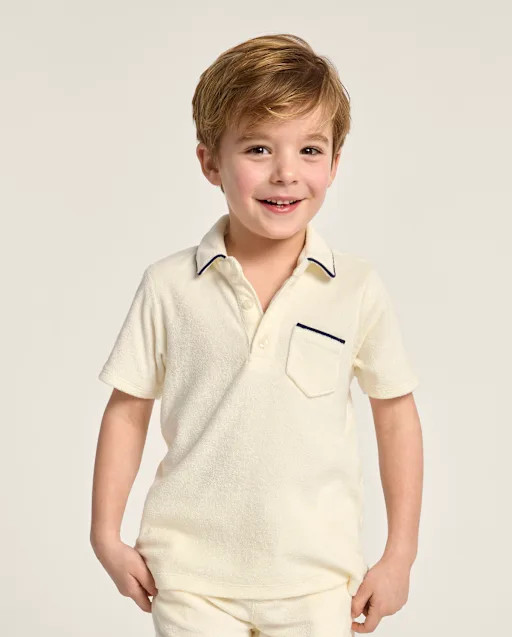 Boys Contrast Terry Polo - Nantucket Charm - Cream | Gymboree