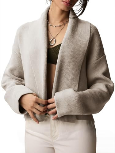 Saodimallsu Womens Cropped Cardigan Open Front Shawl 2025 Fall Trendy Long Sleeve Sweater Jacket | Amazon (US)