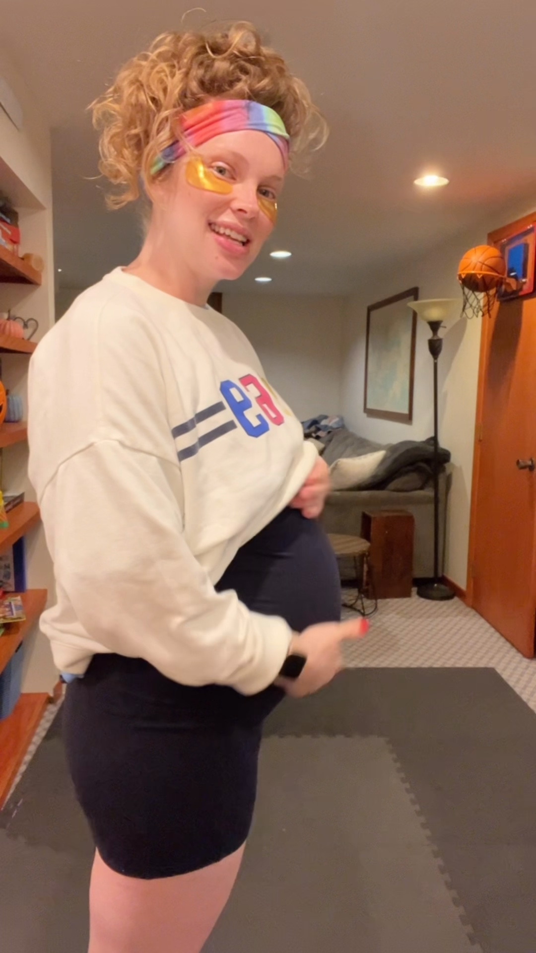 Workout fit of the day 🥰❤️

Size large in sports bra, size m in shirt, size medium in shorts, size large in sweatshirt

29 weeks pregnant bump! 

#LTKBump