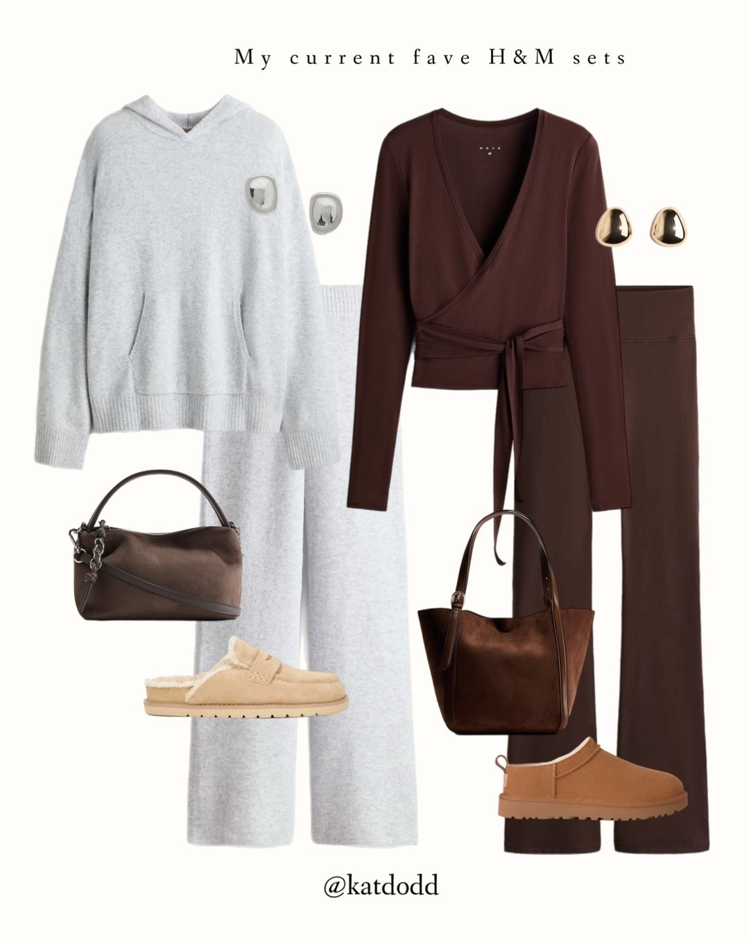 Cosy sets 🤍 

H&M coords knotted hooded jacket and trousers dune mules tie waist top flared leggings chocolate brown micro Uggs chestnut shoulder bag Pilates outfit two piece set cross body bag jewellery 

#LTKstyletip #LTKuk