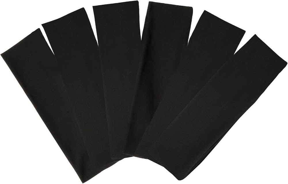TERSE Black Headbands for Women's Short Hair - Non Slip Elastic Sweat Hairbands, Soft Fabric Hair... | Amazon (US)