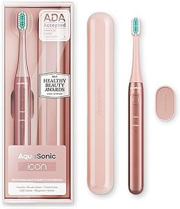 Aquasonic Icon ADA-Accepted Rechargeable Toothbrush | Magnetic Holder & Slim Travel Case | 2 Brus... | Amazon (US)