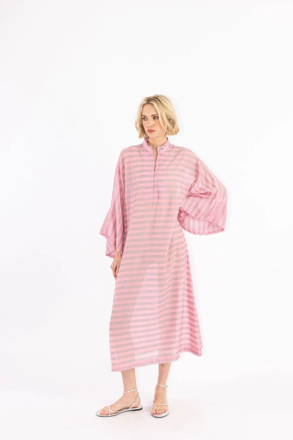 pink dainty stripe maxi caftan | La Vie Style House
