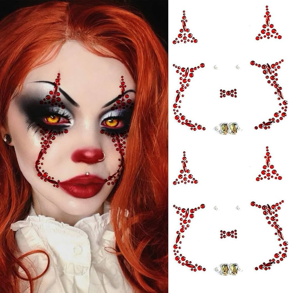 Halloween Face Gems Jewels Tattoos for Women, Day of the Dead Skull Rhinestone Crystal Stones Bod... | Amazon (US)