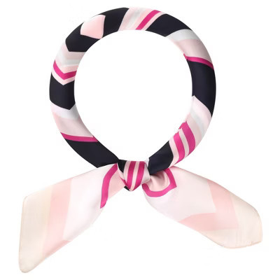 INSPIRE CHIC Women's Stripes Printed Square Satin Neck Scarves 1Pc Champagne Pink 70x70cm/27.6x27.6"(LxW) | Target