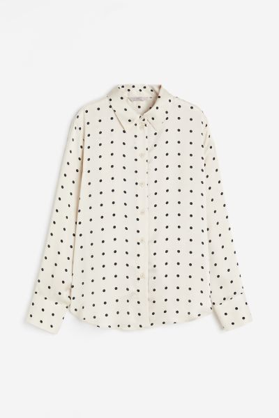 Pointed-collar Shirt - Cream/dotted - Ladies | H&M US | H&M (US + CA)