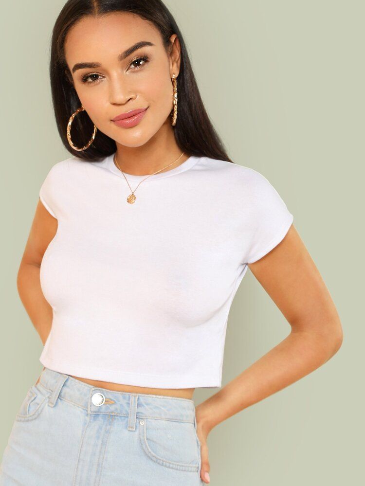 Solid Crop Tee | SHEIN