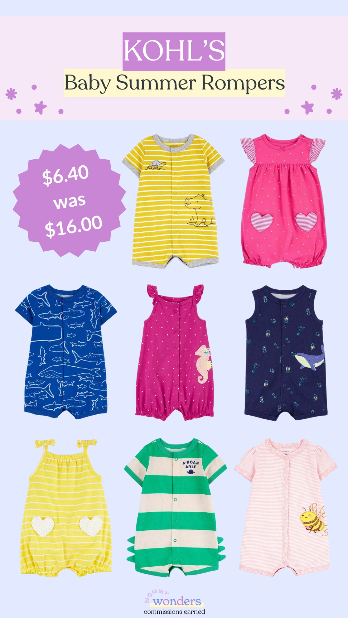 These baby rompers from Kohl’s are on sale for $6.40 right now! Great to grab for the summer or maybe for next year! 

#LTKSaleAlert #LTKSeasonal #LTKBaby