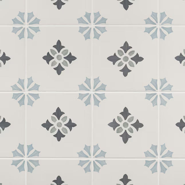 Artmore Tile Agave Poppy Blue 8-in x 8-in Matte Porcelain Encaustic Floor and Wall Tile (6.99-sq.... | Lowe's