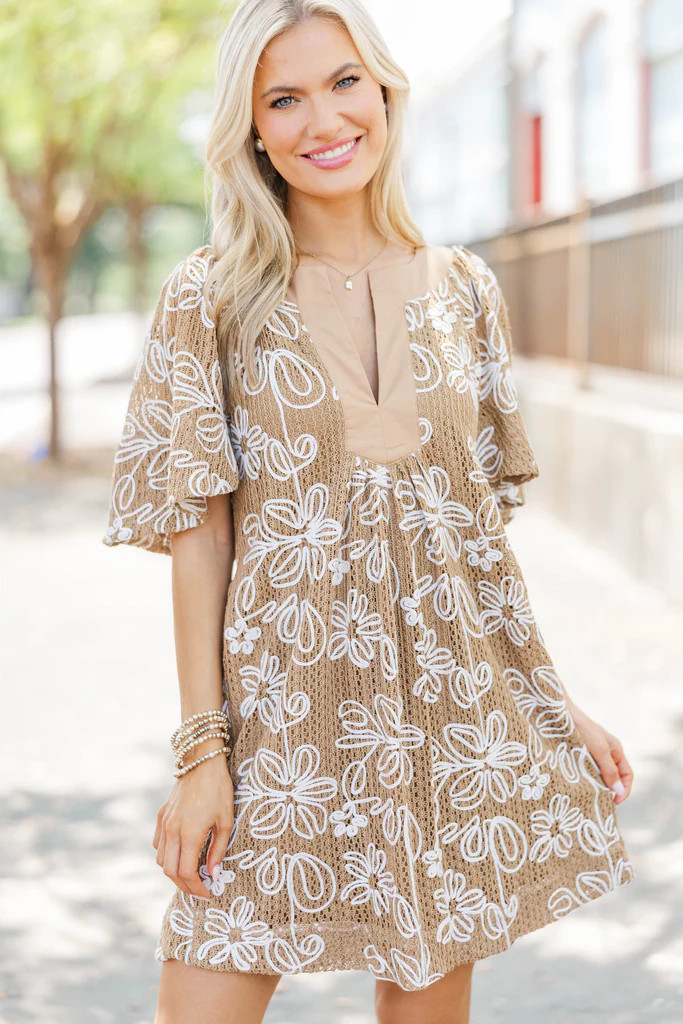 Just A Theory Camel Embroidery Camel Cotton Dress | The Mint Julep Boutique