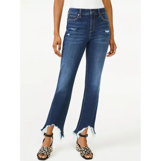 Scoop Women's Crop Flare Jeans with Sharkbite Hem | Walmart (US)