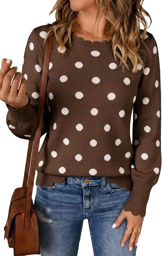Cicy Bell Womens Crewneck Long Sleeve Sweater Fall Lightweight Pullover Top     Trendy Casual,Sca... | Amazon (US)