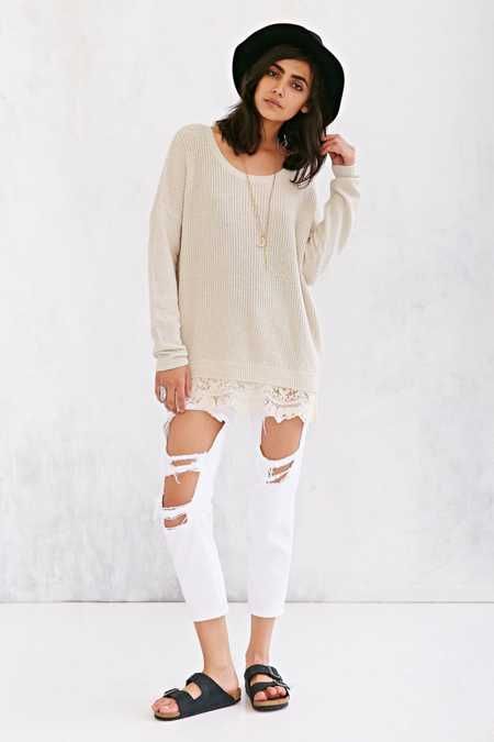 Pins And Needles Lace-Trim&nbsp;Sweater | Urban Outfitters US