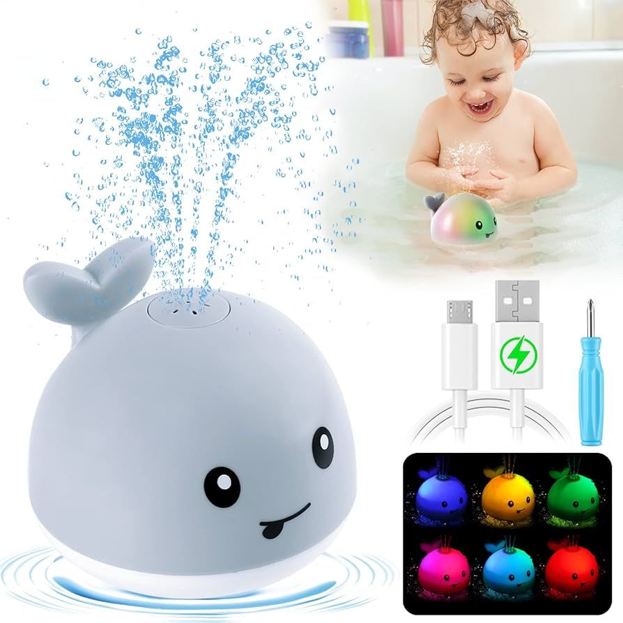 Amazon.com: Gigilli Baby Bath Toys, Rechargeable Baby Toys Whale, Light Up Bath Toys, Sprinkler B... | Amazon (US)
