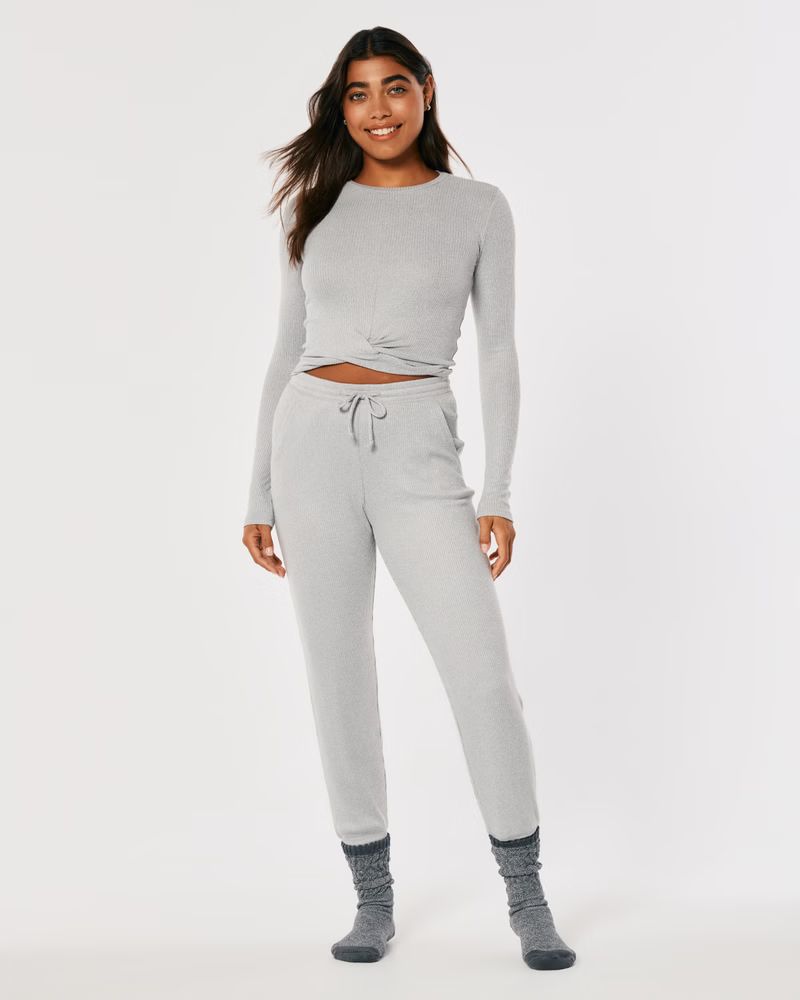 Women's Gilly Hicks Cozy Ribbed Wrap-Front Top | Women's | HollisterCo.com | Hollister (UK)