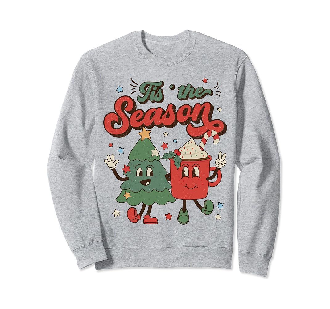 Retro Christmas Tis The Season Christmas Tree Coffee Latte Sweatshirt | Amazon (US)