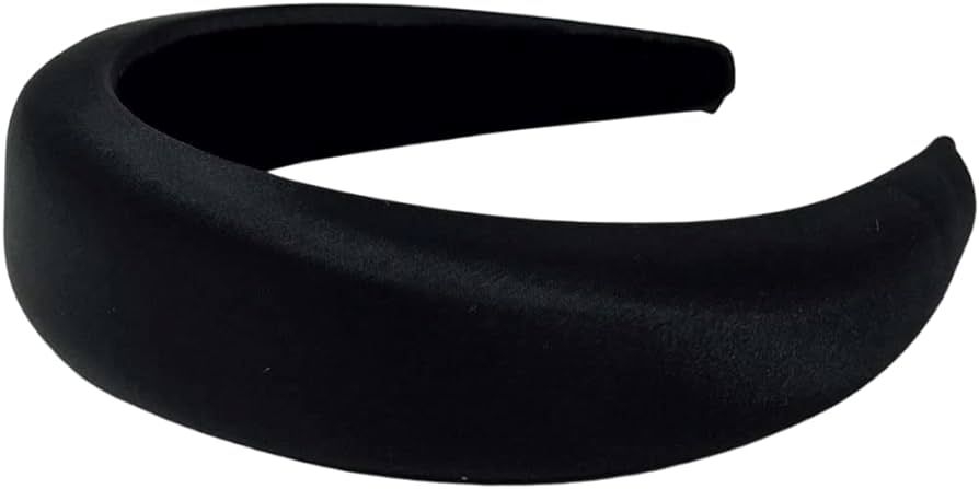 Bellefixe Wide Padded Headband for Women (Black Satin) | Amazon (US)