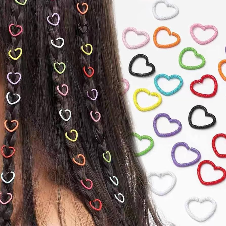 Colorful Love Shape Braids Ring Clips,African Braid Decorations Circle Hair Jewelry Set,Cute Ring... | Amazon (US)
