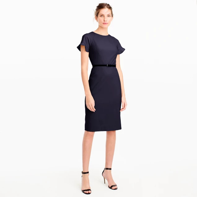 Ruffle-sleeve sheath dress in Italian stretch wool | J.Crew US