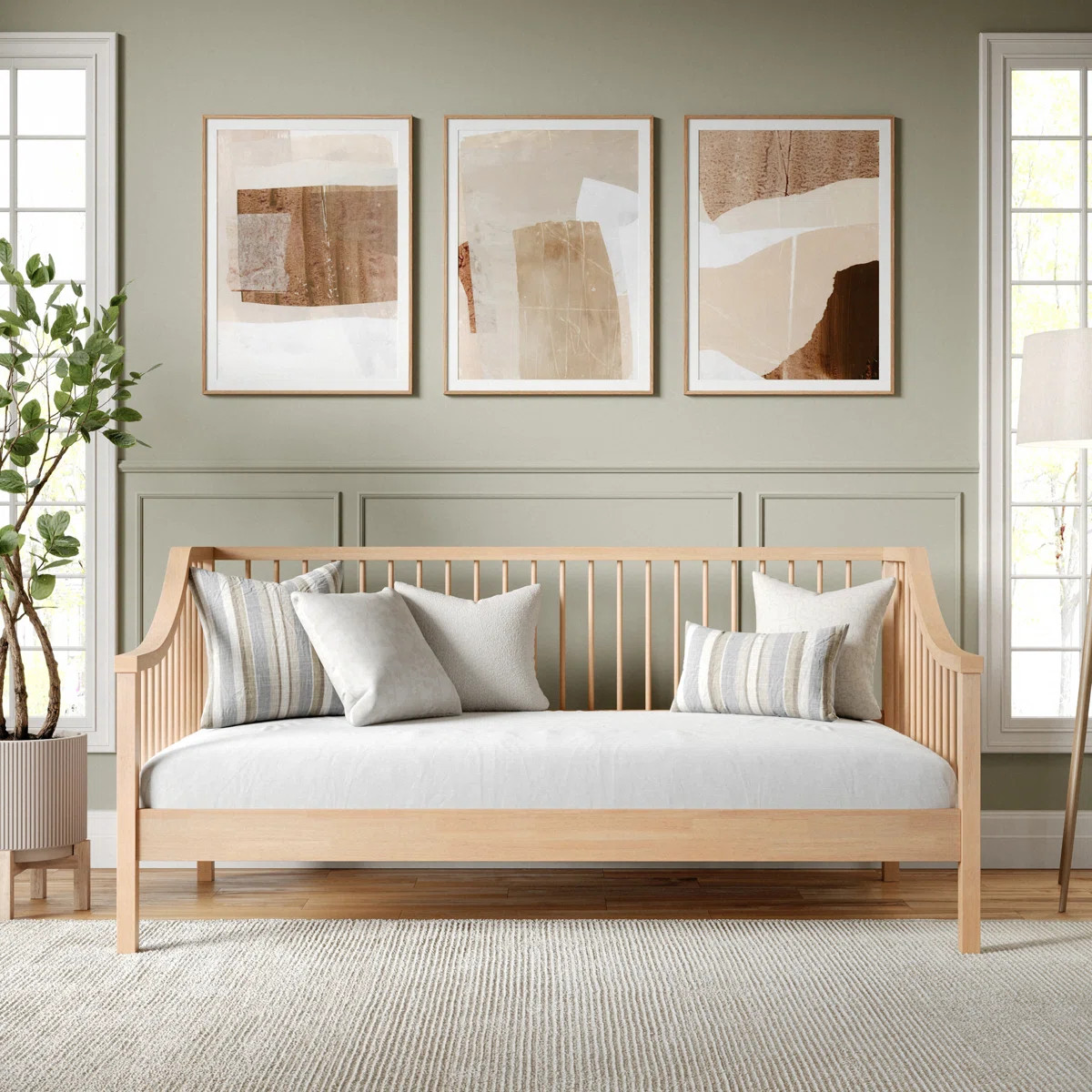 Martha Stewart Neely Wooden Platform Daybed With Spindles And Wood Slat Foundation | Wayfair North America