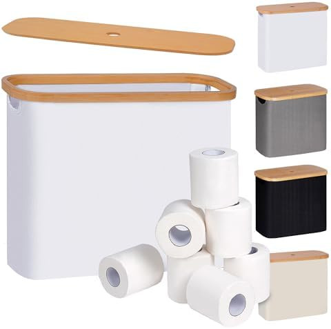 efluky Toilet Paper Storage, Toilet Paper Basket with Lid, Bathroom Organizer, Free Standing Hold... | Amazon (US)