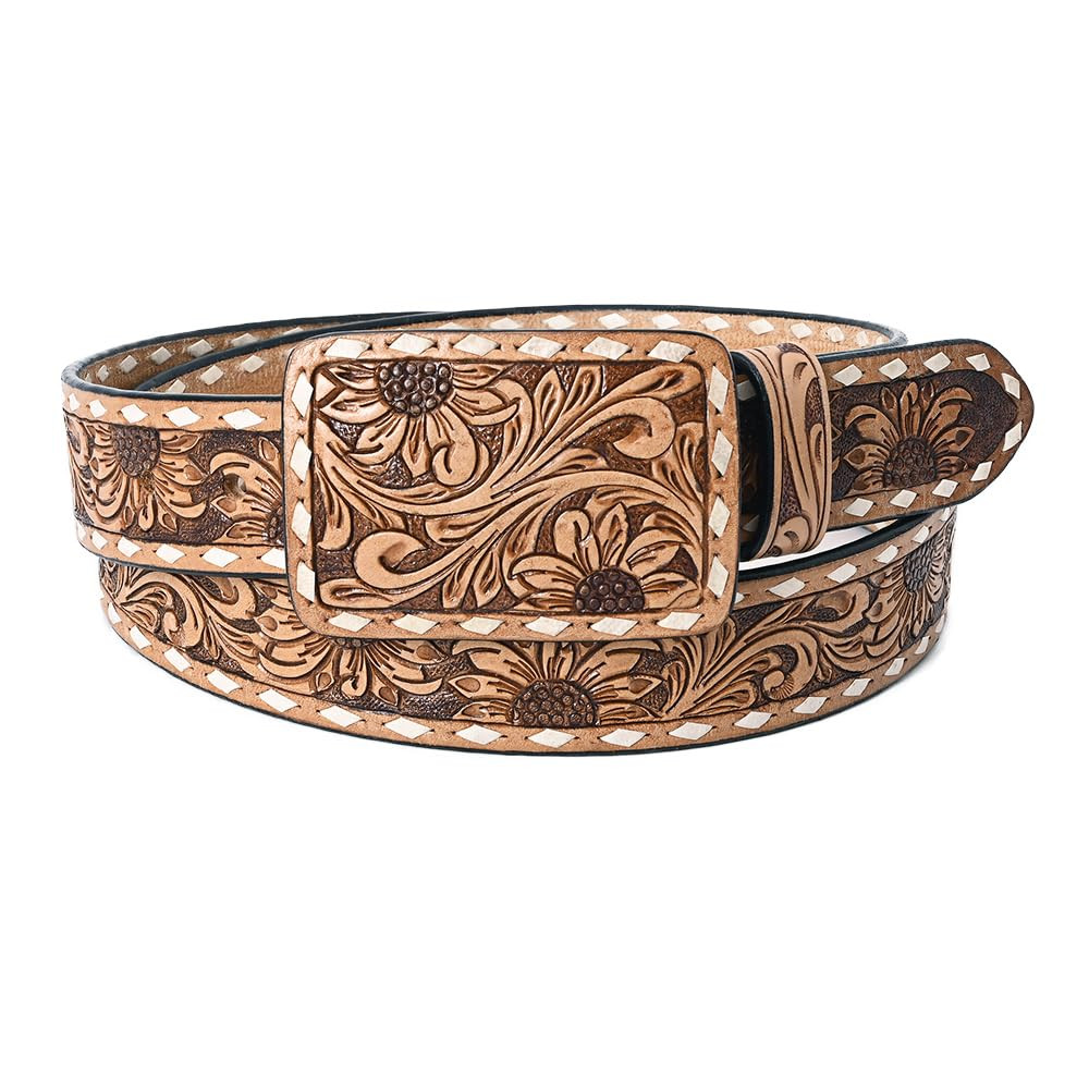 American Darling Beautifully Hand Tooled Tan Genuine Leather Belt Men and Women Western with Remo... | Amazon (US)