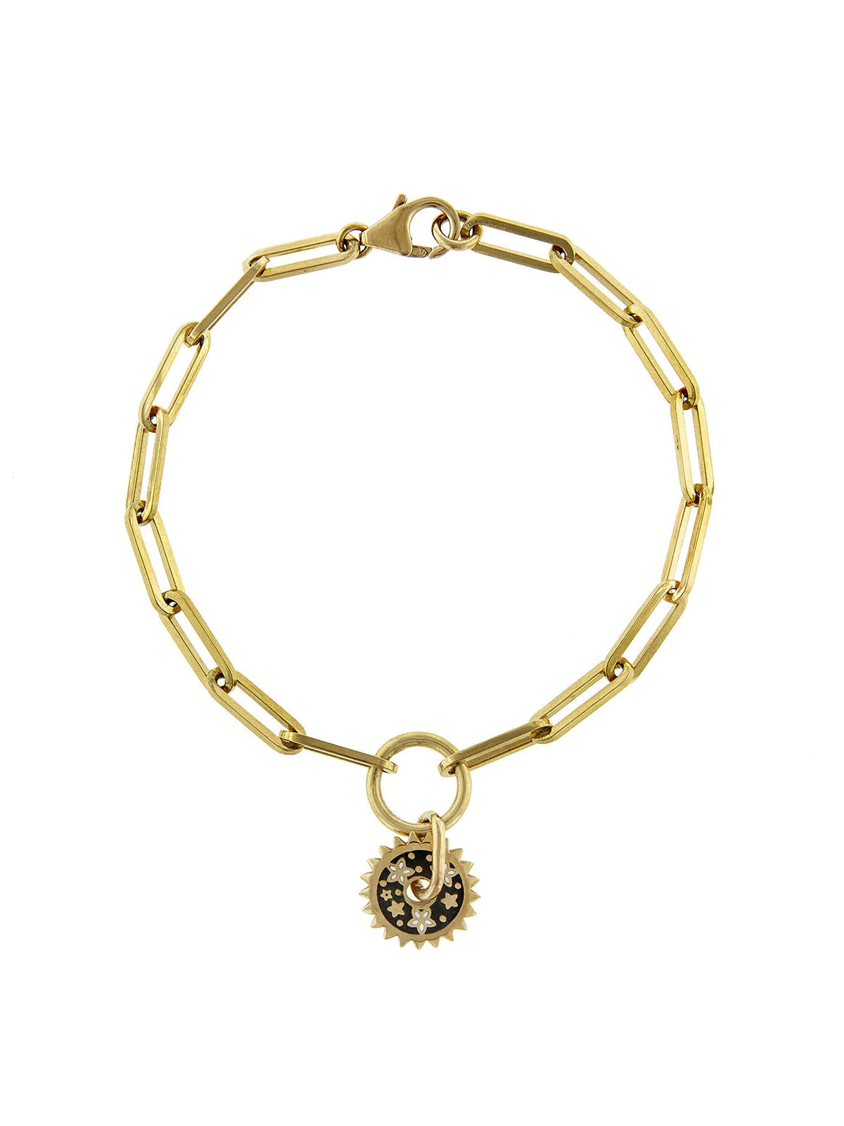 Dark Blossom Resilience Disk On Yellow Gold Clip Chain Bracelet | YLANG 23
