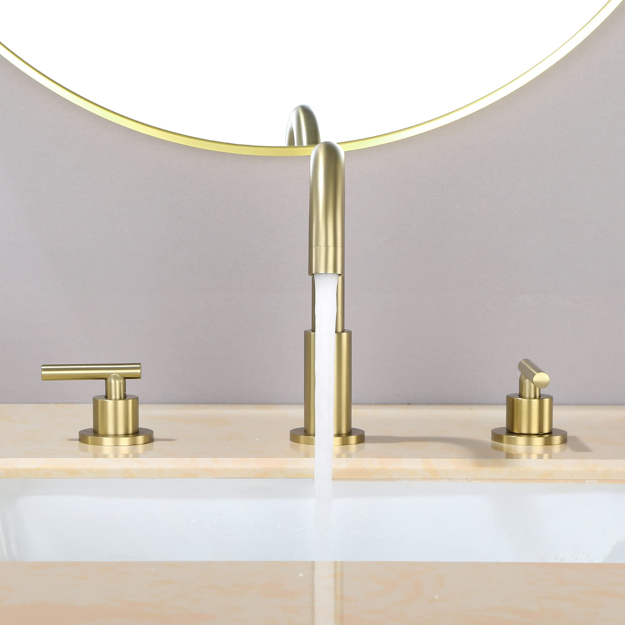 SHAMANDA 3 Hole Brass Bathroom Sink Faucet, 2 Handle 8 Inch Widespread Laundry Sink Faucet with V... | Amazon (US)